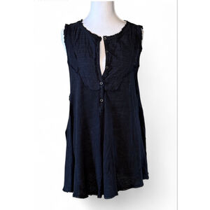 NWT Free People We The Free Black Linen Blend Sleeveless Tunic Top Size S